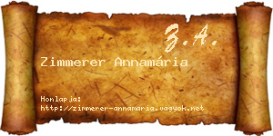 Zimmerer Annamária névjegykártya